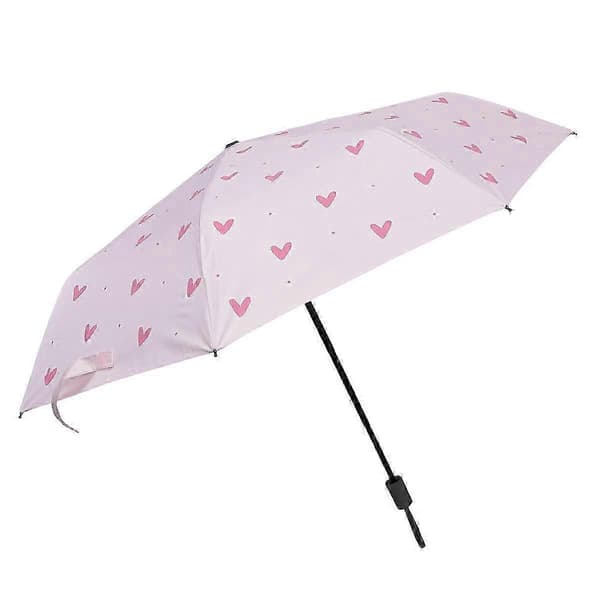 Hjerteprint UV Solparaply til kvinder Pink 100x68cm 1 stk 100X68CM Rosa