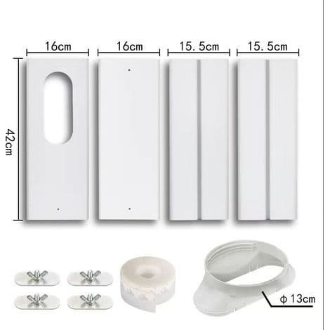 Vindueskit til Aircondition - Justerbart PVC-panel 43cm - Universaladapter til Bærbar Aircondition - 4 Dele