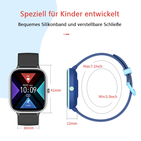 Personlig Fitness Smartklocka, Stor Pekskärm Bluetooth Smartklocka för Hälsomätning, Vattentäta Aktivitetsmätare Perfekt Gåva för Män
