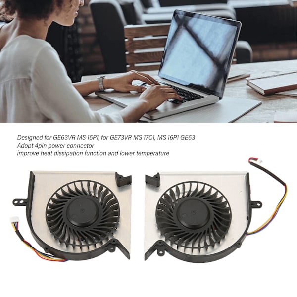 Laptop Kylfläkt 4pin Ström DC5V Metallskal ABS Lättvikt CPU GPU Kylfläkt för GE63VR MS 16P1 GE73VR MS 17C1