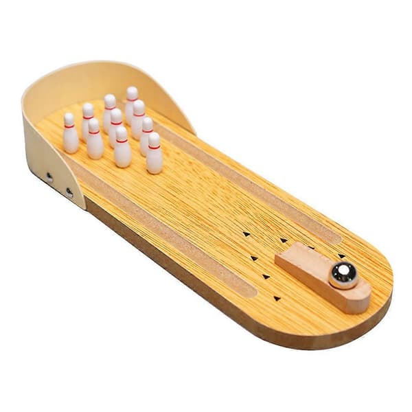 Mini Wooden Bowling Set for Ball Throwing 1pc Portable Desktop Toy[D] Light Brown Light Brown 29.5x10cm