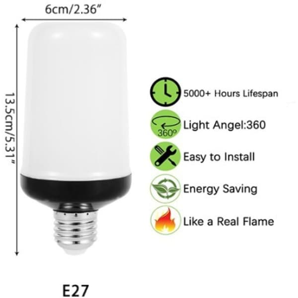 LED-lyspære, 2-pakning, E27, LED-lyspære med flammeeffekt, 5 W