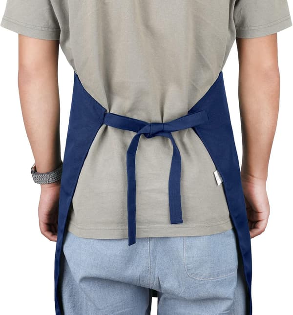 Apron for Men Women with Adjustable Straps and Large Pockets, Canvas Cotton Cooking Kitchen Chef Bib Aprons Waterproof-Blue Blue