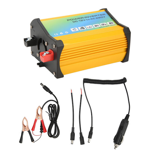 300W Modifierad Sinusvåg Inverter ABS Dubbel USB DC12V till AC110V Fordons Power Inverter för Bilar Utomhus Gul