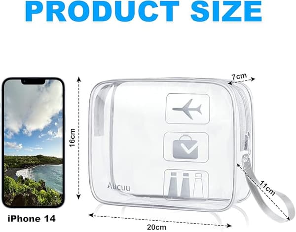 [SC] Transparent necessär, flygreseset, vattentät PVC sminkväska för resor, flygförvaringsväska, 3-pack