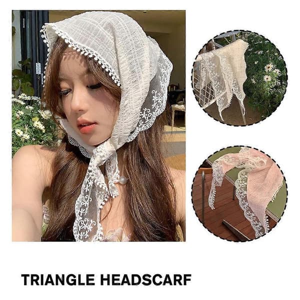 Trekantet hodebånd for kvinner, hårtilbehør, bandana, skjerf white one-size