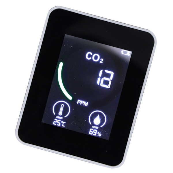 5 i 1 Koldioxidmätare ABS Elektroniska Komponenter 1500mah Temperatur Luftfuktighetsmätare för Hemmakontor Vit