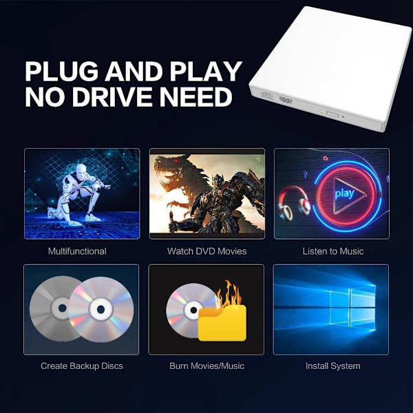 Extern USB optisk enhet DVD optisk enhet notebook stationär allt-i-ett universal CD-brännare mobil optisk enhet