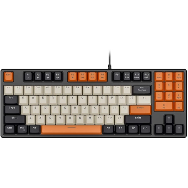 Mekaniskt tangentbord trådbundet 87-tangenters gamingtangentbord Grön axel tangentbord lämpligt för PC-spelare datorer - Svart