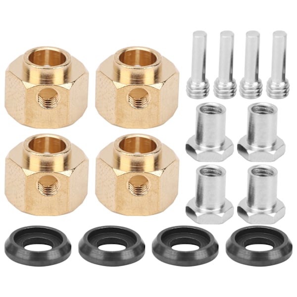 4 st mässingskombinationshjulnav Hex-adapter passar för TRX4 TRX6 1/10 RC-bilmodell 9 mm