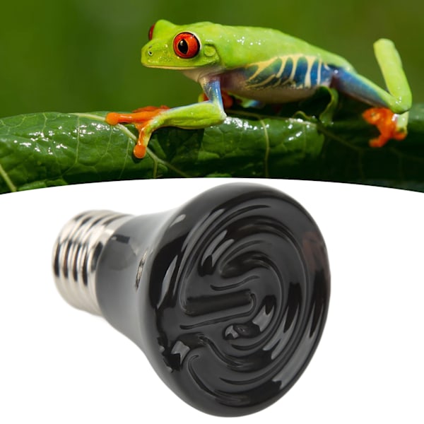 Keramisk reptilvärmelampa glödlampa Mini infraröd värme keramisk amfibie värmelampa för ödlor reptiler 220V‑240V 75W Svart