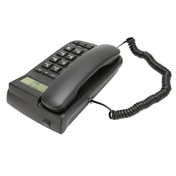 Fasttelefon med nummerpresentation, stora knappar, volymjustering, väggmontering, skrivbordsfasttelefon med LCD-bakgrundsbelysning
