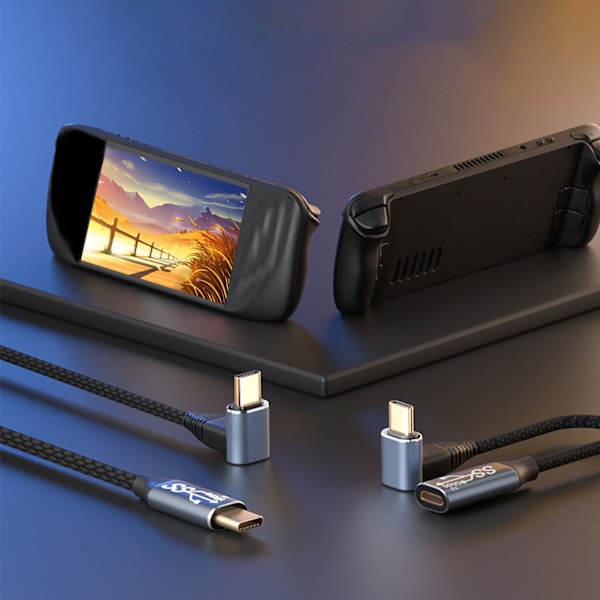 90 Graders USB C-kabel 4K 60Hz Stöder PD100W Typ C 3.1 Gen2 Full Funktion USB C Snabbladdningskabel för Steam Deck 150cm/59.1in