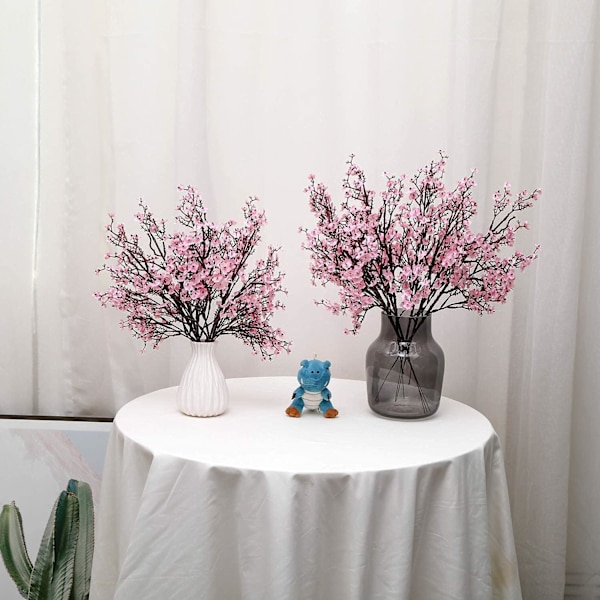 6 st Fall Faux Blommor Fake Babys Breath Blomma Bulk Konstgjord Gypsophila Bukett Siden Blommor Arrangemang Centerpieces för Hem Kök Sovrum Pink