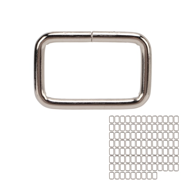 100 st metall fyrkantiga spännen rektangel metallring för väska Handväska Väska DIY Symaskinvara Hantverk Silver3x25x15mm