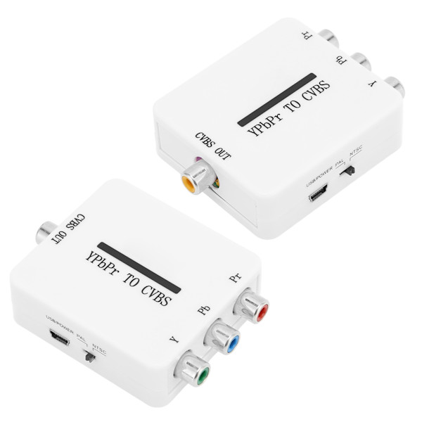 Videokonverter Mini YPbPr till CVBS Audio Video Adapter för Projektorer Monitorer TV-apparater