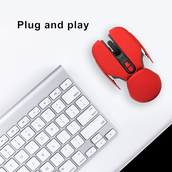 Ergonomisk trådlös mus Inbyggt batteri Justerbar DPI Elektropläteringsprocess Integrerad design Gamingmus Röd