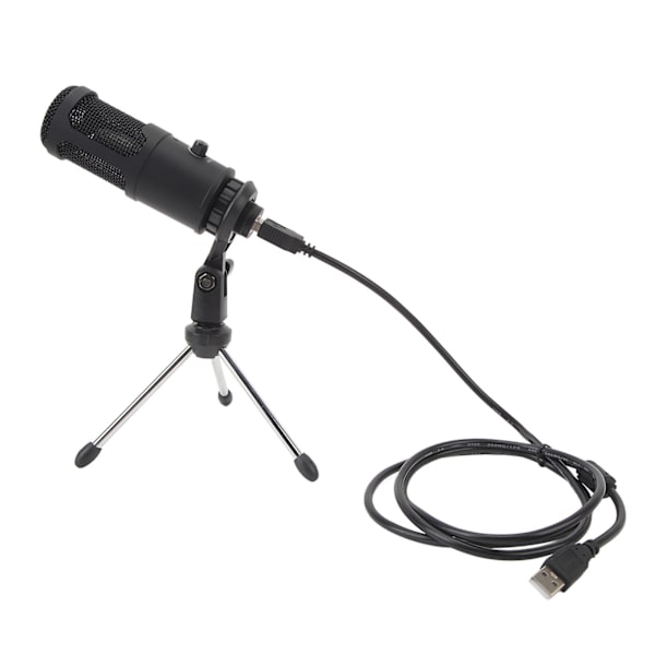 USB-mikrofon med brusreducering, Plug and Play PC-kondensatormikrofon med RGB-ljus för karaoke, gaming och livestreaming