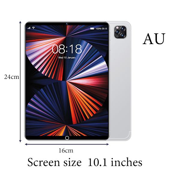 10-tums surfplatta för Android 10.0 4GRAM 64GROM 128G Expansion Octa Core CPU 2.5GHz Dual SIM IPS-skärm 5G Dual Band Surfplatta 100 till 240V