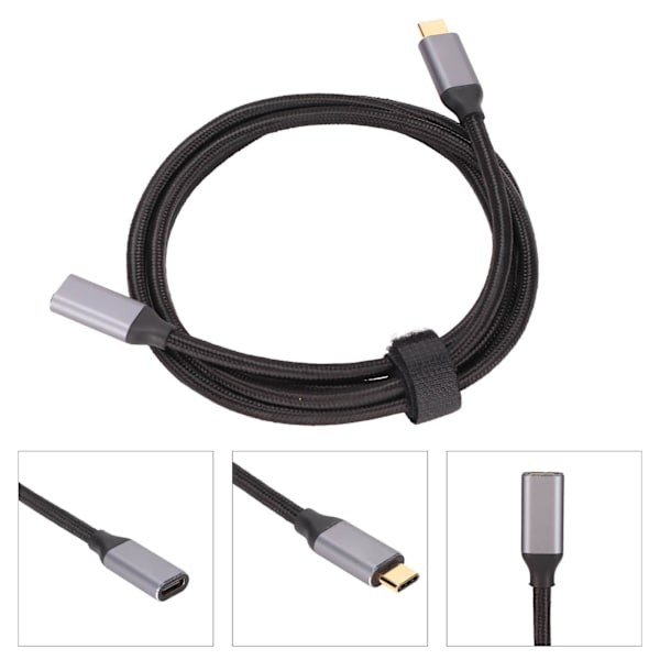 Typ C Förlängningskabel 4K 60Hz Upplösning 10Gbps Slitstark Typ C Hane till Typ C Hona med Aluminiumskal
