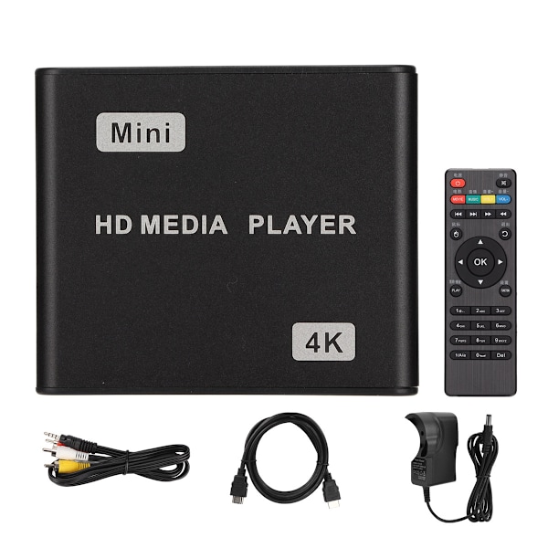 4K HD Mediaspelare Mini Streaming Mediaspelare med Fjärrkontroll och LED-Indikator