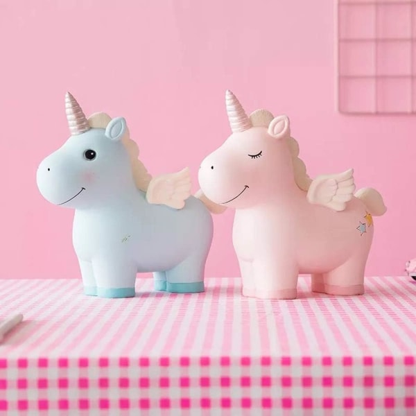 Dejlig Rainbow Unicorn sparegris til piger, harpiks Unicorn sparegris legetøj, Kid's Money Banks møntbanker, Unicorn gaver til 6/7/8 årige piger, Pink S