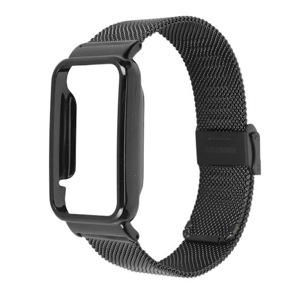 Rustfrit stål mesh rem med sort kofanger etui udskiftning tilbehør passer til Mi Band 7 Pro sort