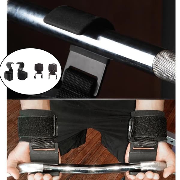 Fitness Weightlifting Hooks 2pcs - Adjustable Wrist Support and Powerlifting Grip Straps C Hook 38cm