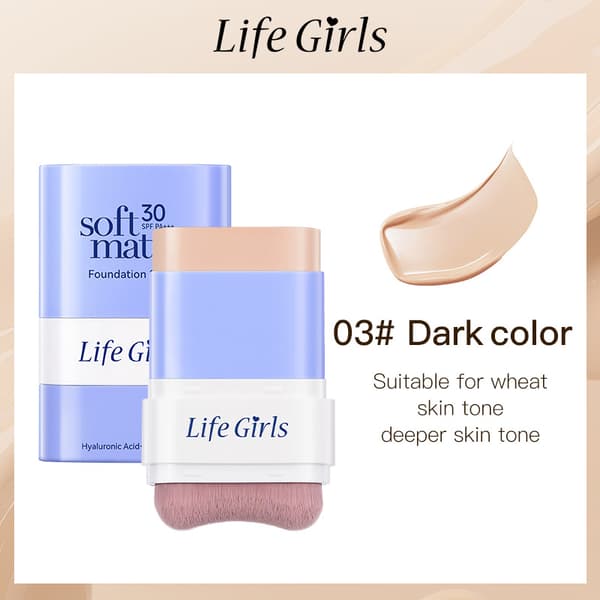 Softmatte Foundation Stick Concealer Dobbelt-endet Foundation Creme 03# Mørk Farve