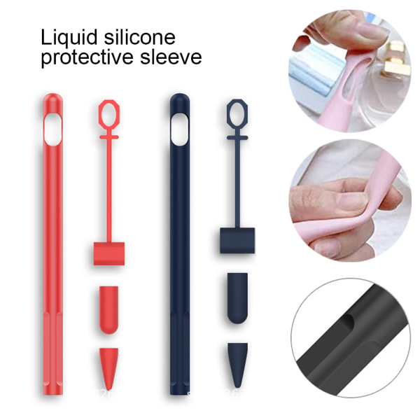 2 Pack Silikone Sleeve kompatibel til Apple Pencil 1st Gen, Soft Protective Grip anti-slip Red+dark blue