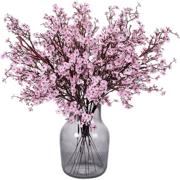 6 Stk Efterår Faux Blomster Falske Babys Breath Blomst Bulk Kunstig Gypsophila Buket Silke Blomsterarrangementer Centerpieces for Home Køkken Soveværelse Pink