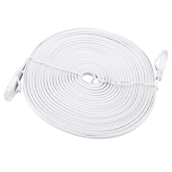 RJ45 CAT6 Ethernet Nätverks Platt LAN-kabel, Snabbare Hastighet utan Störningar, Hållbar PVC för Routerkablar 10m Vit, Enkel Installation Bakom