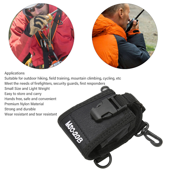 Walkie Talkie Hållare Lättvikt Bärbar Universal Nylon Radiofodral Väska för 2-vägsradio MSC 20B