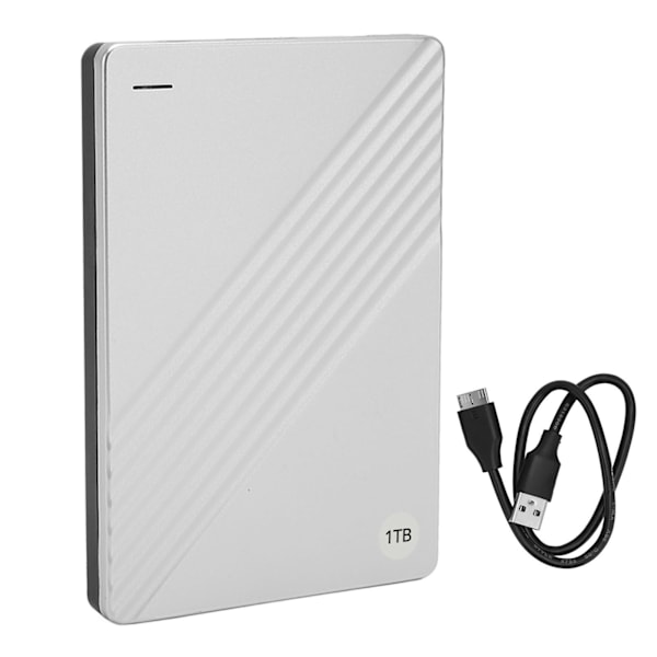 Extern Hårddisk Ultratunn 2.5 Tum USB 3.0 Aluminiumlegering Plug and Play Mobil Hårddisk för Dator TV Telefon Silver 1TB