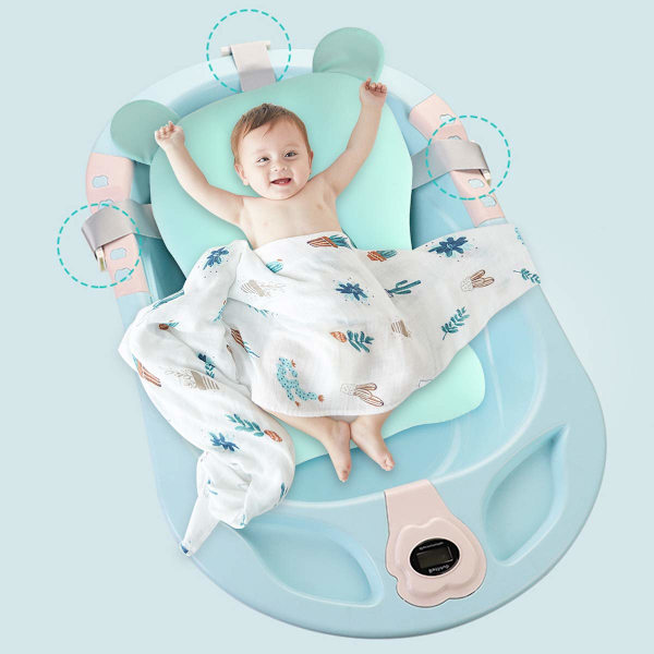 Halkfri Babysits för Bad, Hudvänligt Tyg Spädbarnsbadstöd för Badstunden