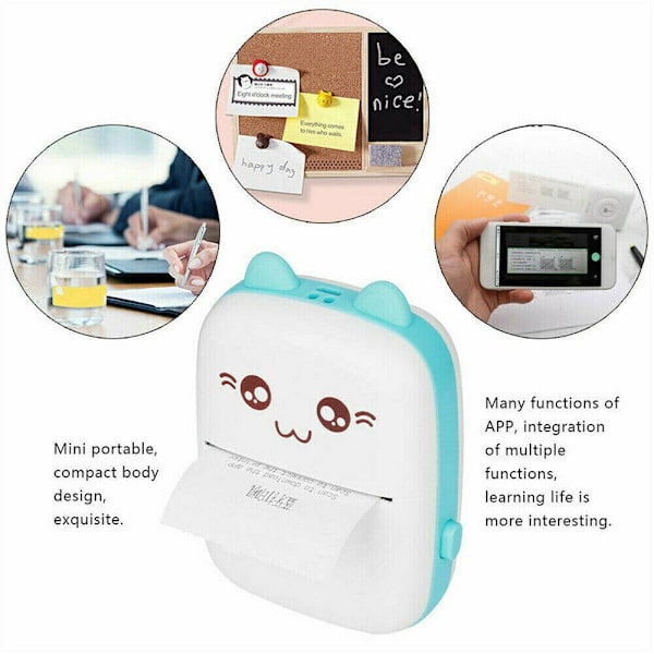 Mini thermal tasku kannettava tulostin Langaton POS thermal Kuva Kuva Tulostin Muistio Tarra Kuitti Paperi Thermal 6 Blue