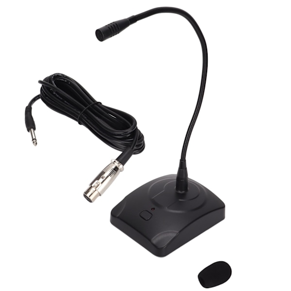 Gooseneck Trådbunden Mikrofon Justerbar Svart Skrivbordsmötesmikrofon med XLR till 6,35 mm Kabel för Sändningsinspelning