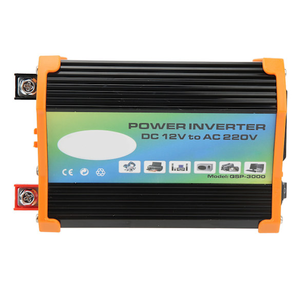 300W Modifierad Sinusvåg Bilinverter DC 12V till AC 220V Bilkraftinverter med Dubbla USB-Portar för Utomhusresor Svart