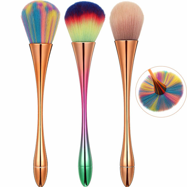 Glamour nära till hands, mjuka borstar med strån som inte lossnar för felfri makeup, foundationborste för snabba förbättringar (Rosa, set om 3)