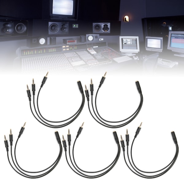 5 st 3,5 mm En Hona till Tre Hane Adapterkabel Linje Tråd Tillbehör Plug and Use