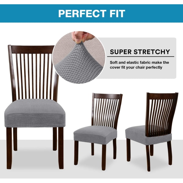 2 stk Spisestuestol Setetrekk Stretch Spandex Stol Setetrekk Stol Setepute Sliptrekk til spisestue Kjøkkenstoler Avtagbar vaskbar stol Grey