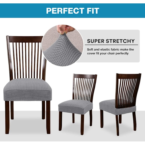 2kpl Ruokapöydän tuolin cover Stretch Spandex Tuolin istuinpäälliset Tuolin istuintyynyn päälliset ruokasaliin Keittiön tuolit Irrotettava pestävä tuoli Grey