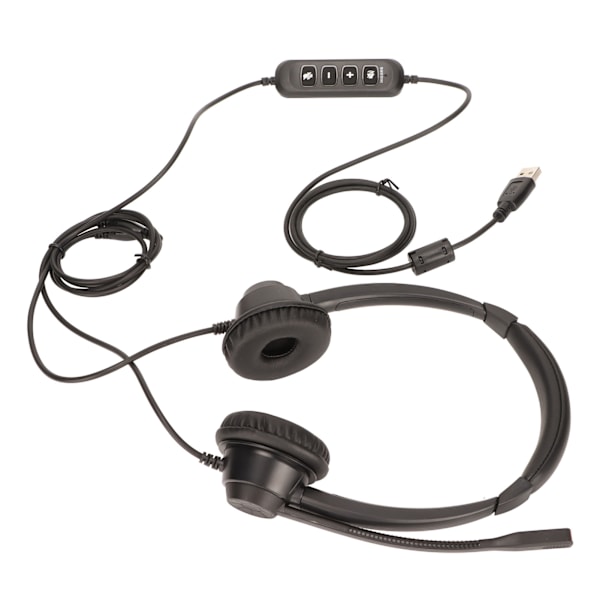 Telefonheadset Professionellt Binauralt Brusreducerande Justerbar Volym USB Företagsheadset för Kundtjänst