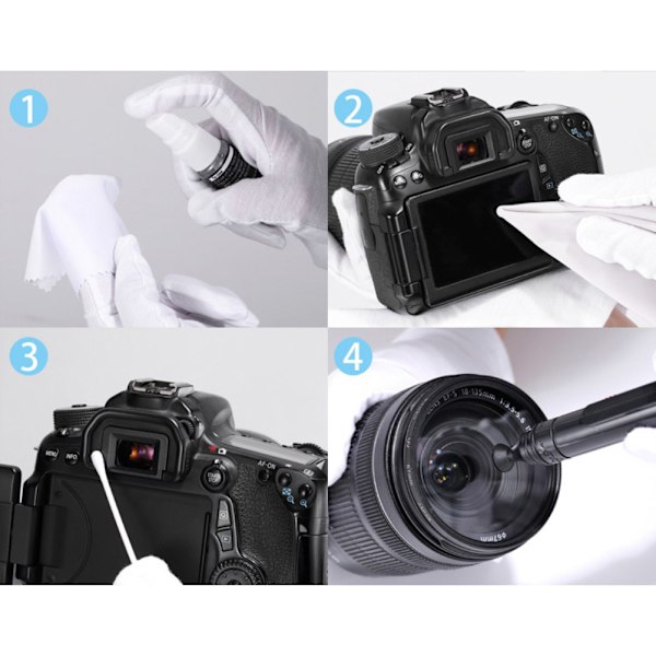 9 Delars DSLR Kamerarengöringskit med Rengöringspinnar Linsrengöringspenna Luftblåsare Linspapper Multifunktionellt Lins Bluetooth Hörlursrengöringsverktyg