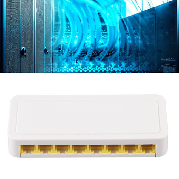 8 Port Ethernet Switch Professionell Tyst Drift Plug and Play LAN RJ45 Splitter för Hemmakontor 100‑240V EU-kontakt