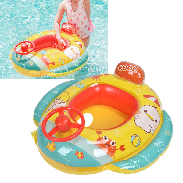 Baby Inflatable Swimming Ring Float Boat with Steering Wheel for 1‑6 Years Old Kid Pool Accessories