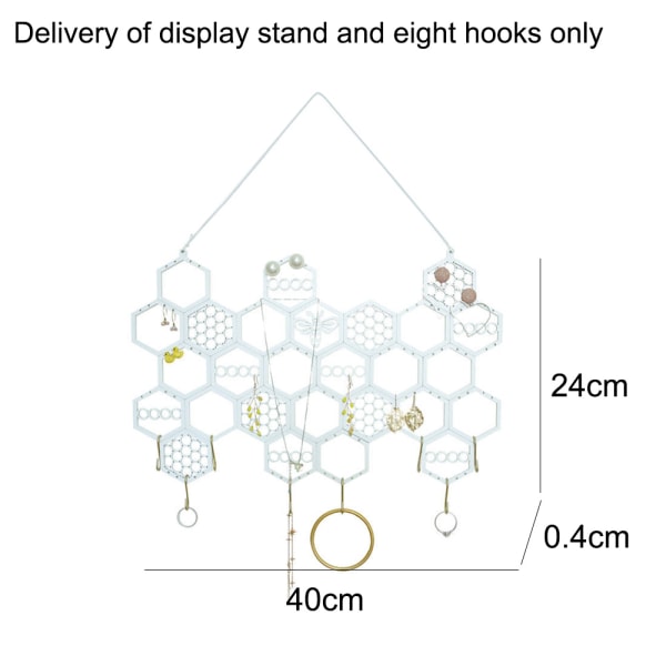 Opbevaringsstativ til smykker til øreringe, smykkestativ, efterbehandlingsstativ til øreringe til halskæde white