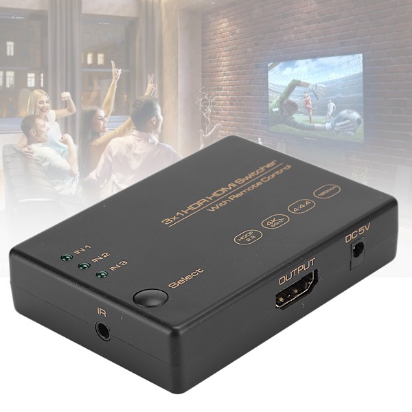 3 Port Switch 3X1 4K 60HZ Fjärrkontroll Tre in och En ut 24M1