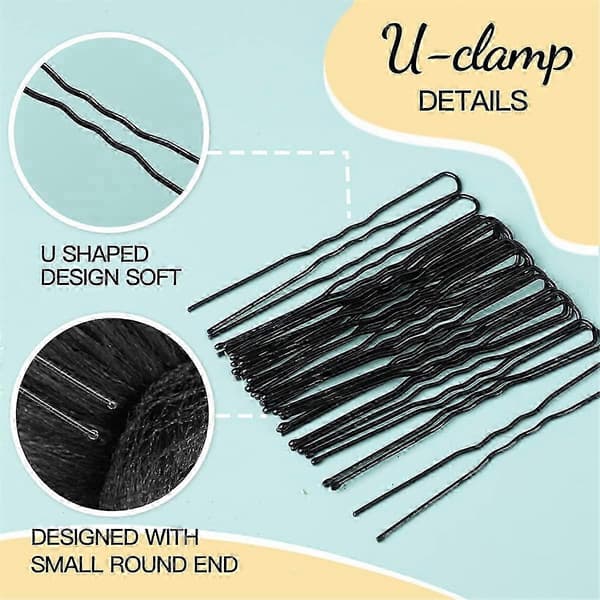 50 STK Mesh Hårnett og 100 STK U-formede Hårnåler for Matservering Black