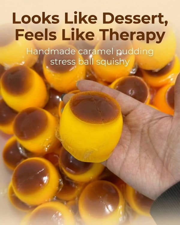 Karamelbudding Stressbold Squishy Knasende Perlefyldt Ikke-rebound Håndlavet Taba ASMR Angstlindring Til Voksne Festgave